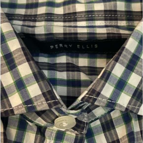 PERRY ELLIS LONG SLEEVE MENS MEDIUM DRESS SHIRT - Picture 9 of 15